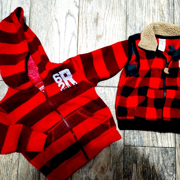 12/18M Bundle Red/Black Hoodie/Vest - Picture 1 of 8